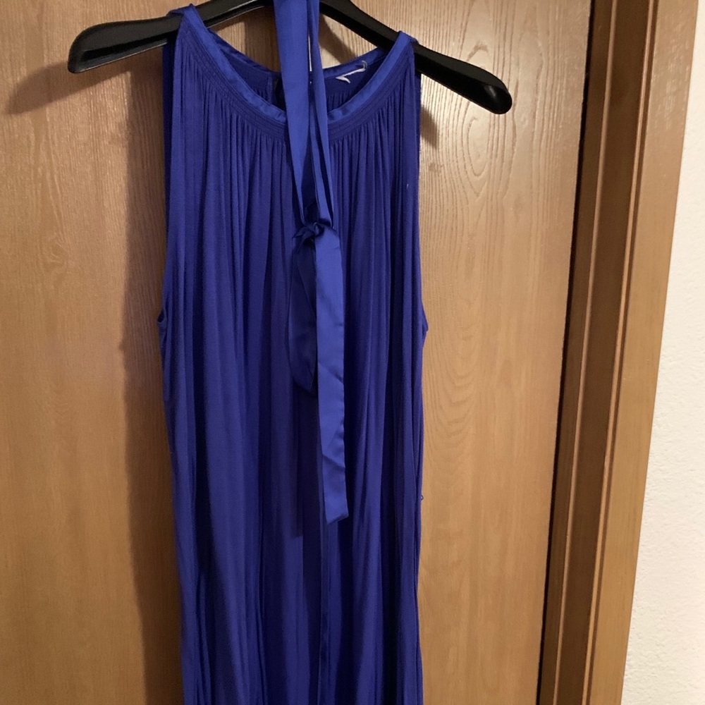 Royal blue flowing maxi dress with waist tie